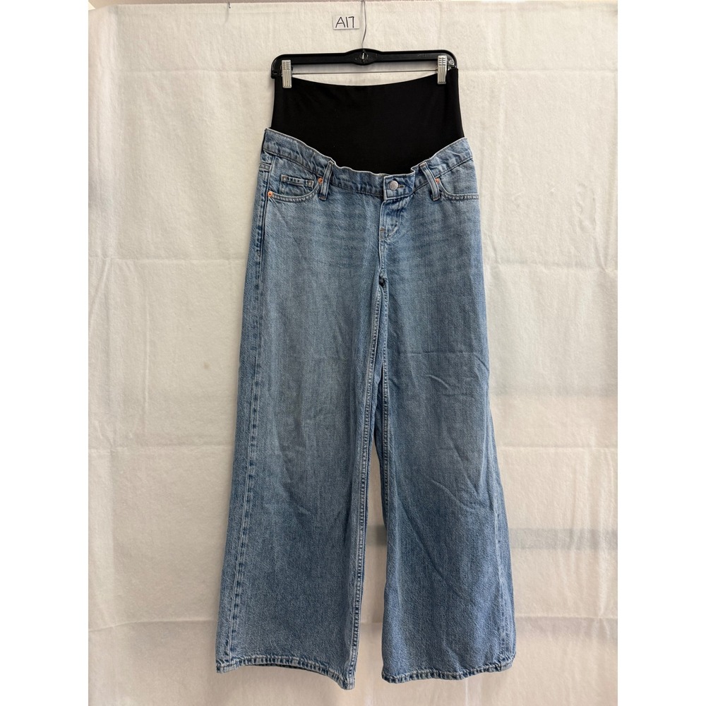 Gap Maternity Wide Leg Jeans Light Wash Full Panel Denim Blue Size 27/4 Regular